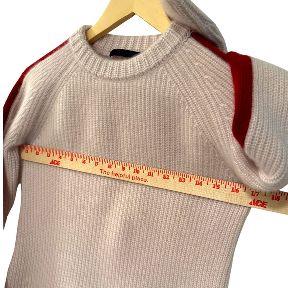 Jenni Kayne XS Iconic 100% Cashmere Fisherman Sweater $425 Light Pink Red Stripe - Picture 7 of 8